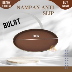 Nampan Anti Slip BULAT 28cm non Slip Serving Tray lapisan karet