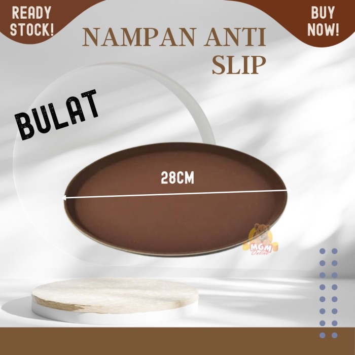 Nampan Anti Slip BULAT 28cm non Slip Serving Tray lapisan karet