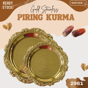 Piring Buah kurma Stainless Emas kue permen Gold Medium classic 19cm