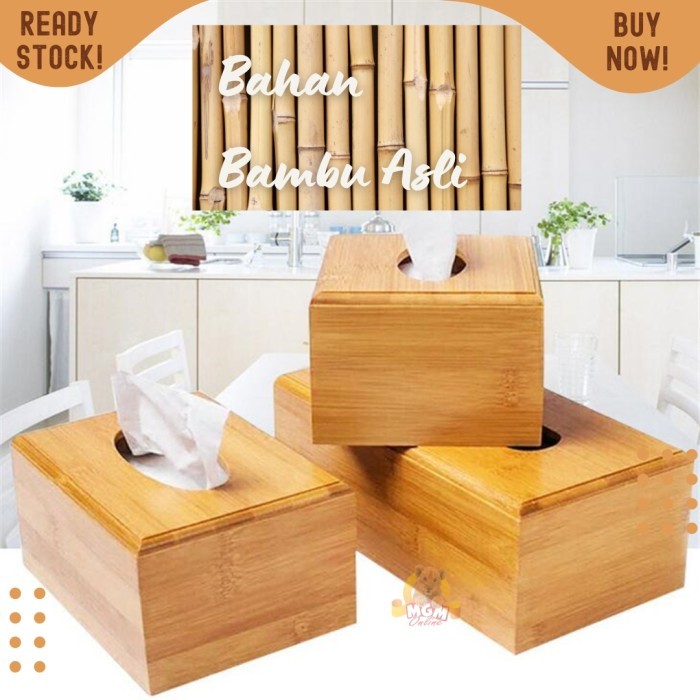 Bondli kotak tisu bambu asli 17x11 cm tempat tissue kayu asli IMPORT - Image 3