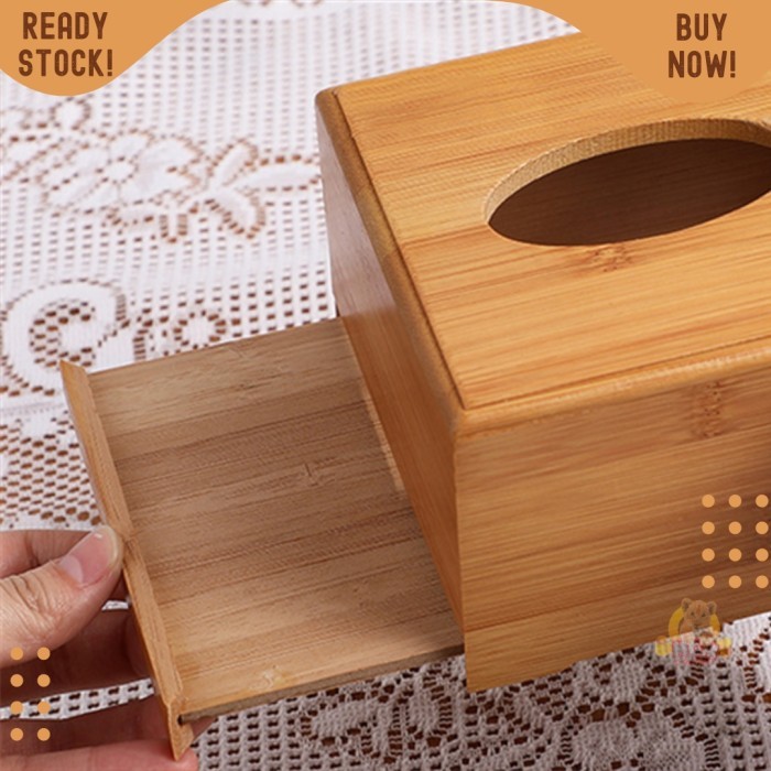 Bondli kotak tisu bambu asli 17x11 cm tempat tissue kayu asli IMPORT - Image 4