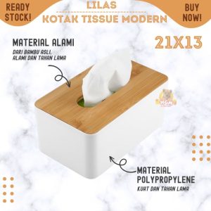 lilas kotak tisu bambu tutup 21x13cm panjang tempat tissue roll IMPORT