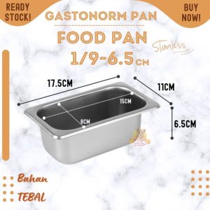 Food pan prasmanan Stainless ukuran 1/9 tinggi 6.5CM / Wadah Stainless