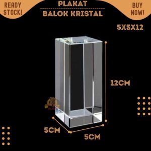 Balok kristal polos 12CM Crystal base ukuran 5x5x12 cm