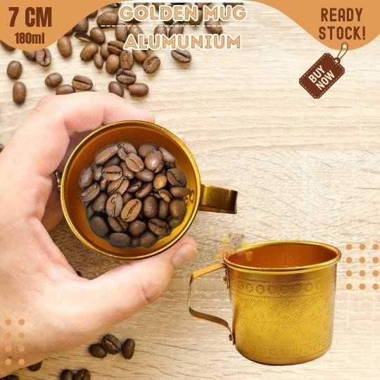 Golden Mug EMAS 7CM alumunium TEBAL cangkir camping gelas kopi teh - Image 3