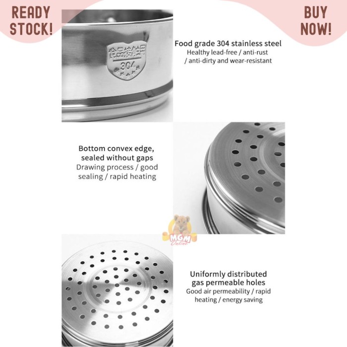 Kukusan 20cm stainless 304 Steamer Alat Kukus cocok untuk semua panci - Image 4