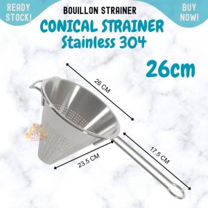 Bouillon Strainer Saringan Kerucut Heavy Duty 26cm Stainless NO KARAT