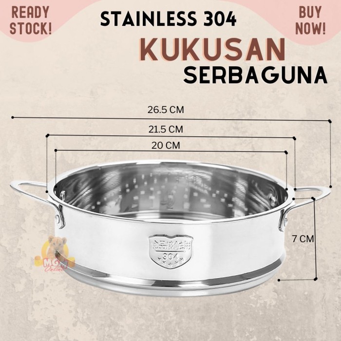 Kukusan 20cm stainless 304 Steamer Alat Kukus cocok untuk semua panci - Image 2