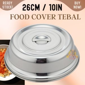 penutup makanan piring 26cm food cover stainless tebal 10inch handle