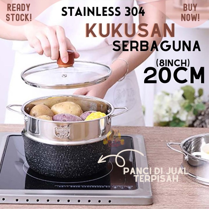 Kukusan 20cm stainless 304 Steamer Alat Kukus cocok untuk semua panci - Image 3