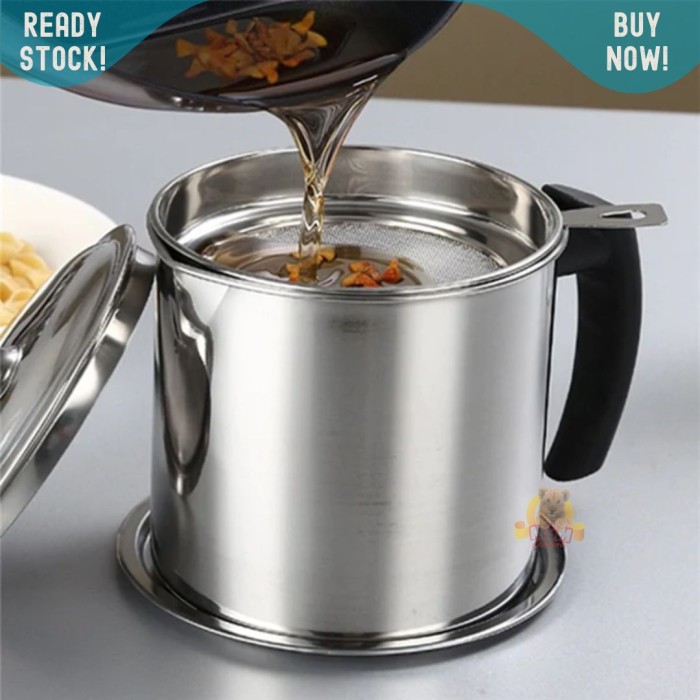PREMIUM OILPOT 1.2L Tempat saringan Minyak Jelantah stainless 304 12cm - Image 2