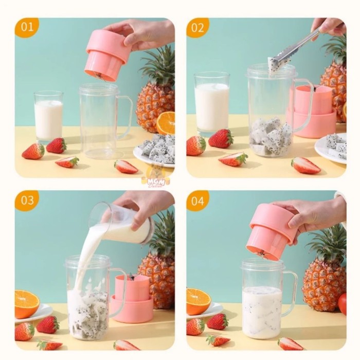 gelas juicer portable gagang 450ml praktis mudah dan rechargable - Image 3