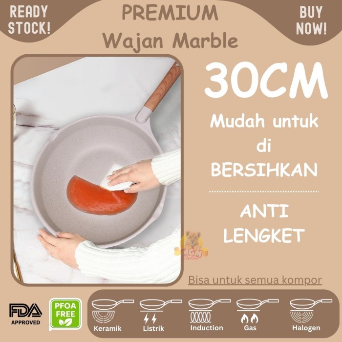 Wajan Marbel 30CM pengorengan PREMIUM anti lengket INDUKSI TEBAL