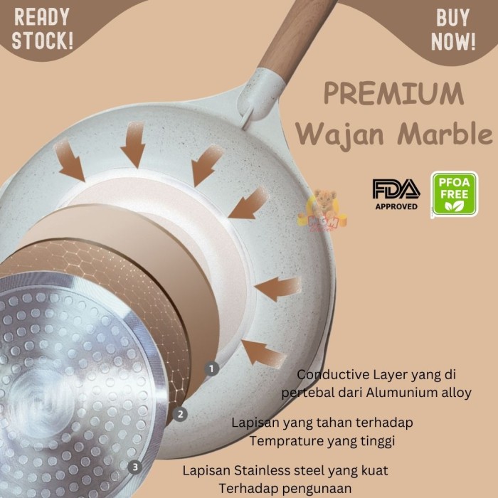 Wajan Marbel 32CM pengorengan PREMIUM anti lengket INDUKSI TEBAL - Image 4