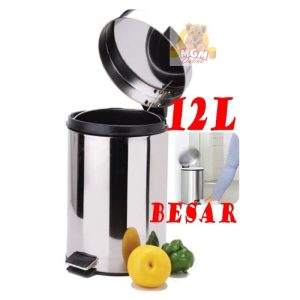 Injak Tempat sampah Stainless tutup injak 12L T39cm