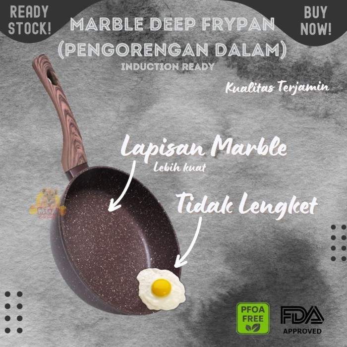 Frypan DEEP Marbel 28CM pengorengan PREMIUM anti lengket INDUKSI TEBAL - Image 4