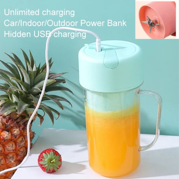 gelas juicer portable gagang 450ml praktis mudah dan rechargable - Image 5