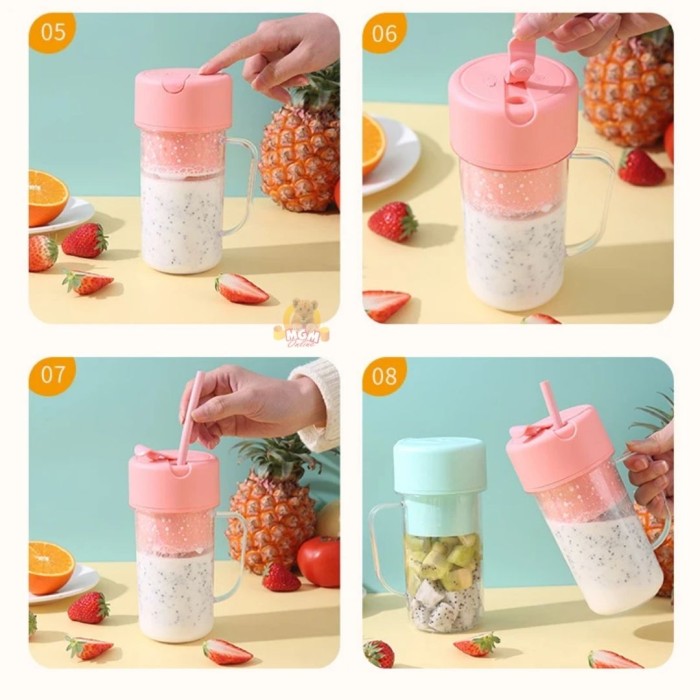 gelas juicer portable gagang 450ml praktis mudah dan rechargable - Image 4
