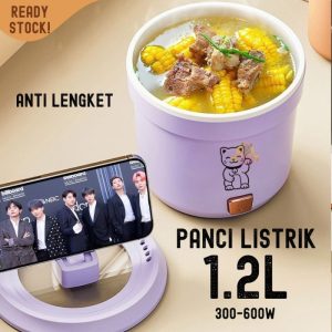 Panci Listrik 1.2L anti lengket dengan tutup kaca 15CM Mug Kompor