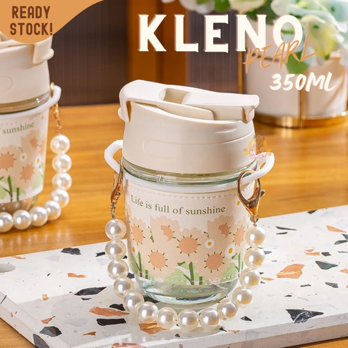 PEARL KLENO gelas kaca 350ML BPA FREE infuse coffee cup silikon sedot - Image 2