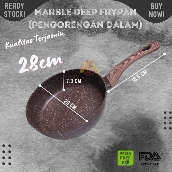 Frypan DEEP Marbel 28CM pengorengan PREMIUM anti lengket INDUKSI TEBAL - Image 5