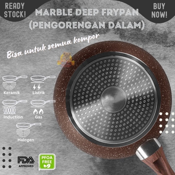 Frypan DEEP Marbel 28CM pengorengan PREMIUM anti lengket INDUKSI TEBAL - Image 3