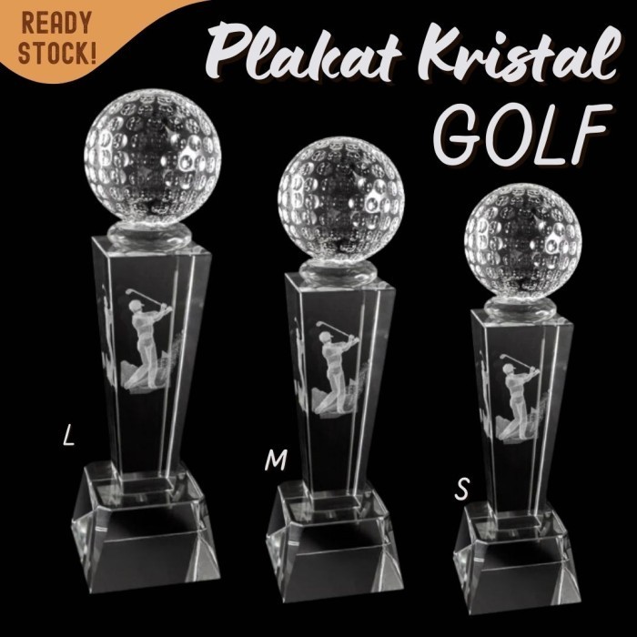 P25-S Plakat kristal GOLF bola 22cm tinggi Crystal kaca Piala medali - Image 2