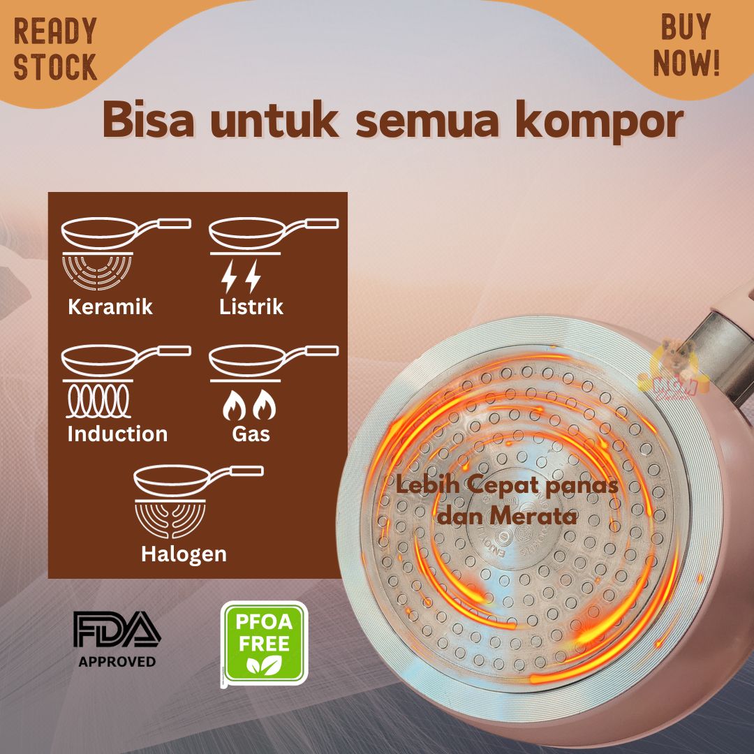 panci marble GOGO 16cm goreng2 anti lengket berikut tirisan Induksi ok - Image 2