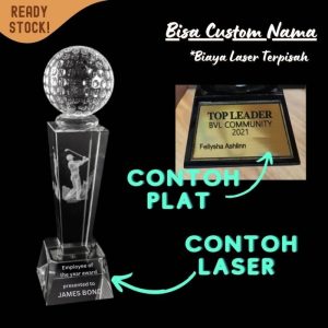 P25-S Plakat kristal GOLF bola 22cm tinggi Crystal kaca Piala medali