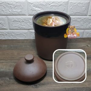 Set 4 Sango Canyon Black Mangkok keramik Tinggi dengan tutup TEBAL