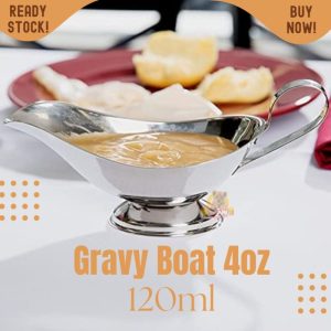 Gravy Boat 4oz Tempat saos steak stainless mangkok perahu 120ml