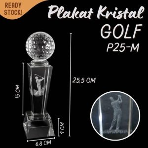 P25-M Plakat kristal GOLF bola 25cm tinggi Crystal kaca Piala medali