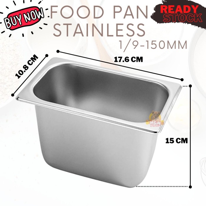 Food pan prasmanan Stainless 1/9 tinggi 15CM gastronorm saji makanan