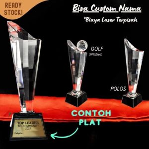 P41-S Plakat kristal obor 21cm tinggi Crystal kaca Piala medali
