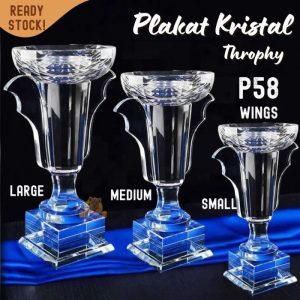 P58-S Plakat kristal Trophy 23cm tinggi Crystal kaca Piala medali