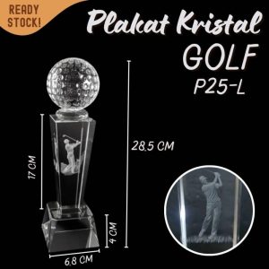 P25-L Plakat kristal GOLF bola 28cm tinggi Crystal kaca Piala medali