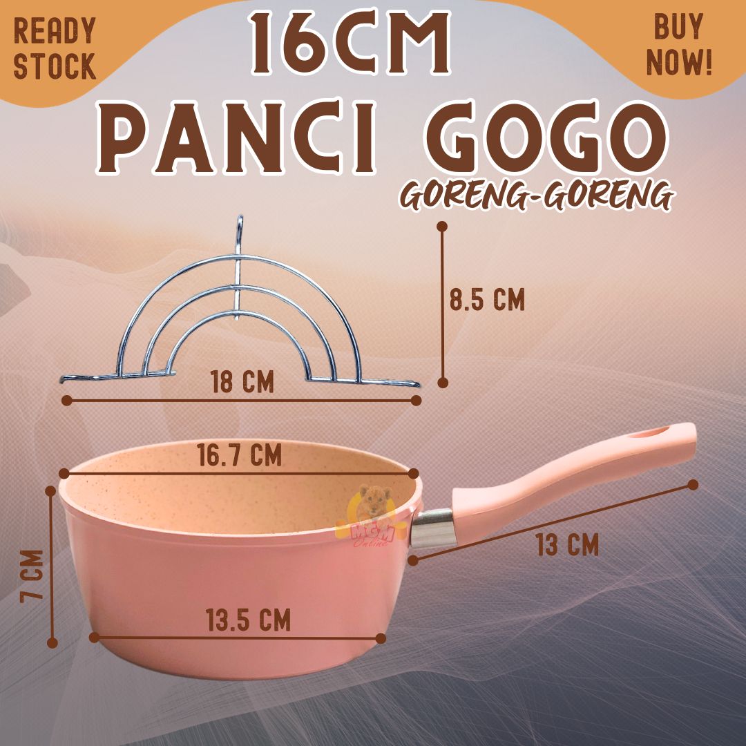panci marble GOGO 16cm goreng2 anti lengket berikut tirisan Induksi ok - Image 3