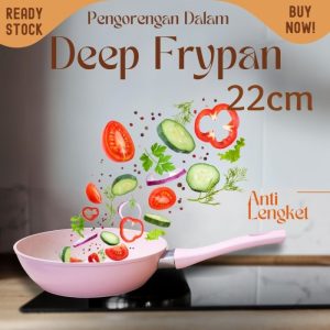 Frypan DEEP Marbel 22CM pengorengan PREMIUM anti lengket INDUKSI TEBAL