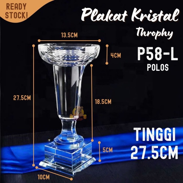 P58-L Plakat kristal Trophy 27cm tinggi Crystal kaca Piala medali - Image 5