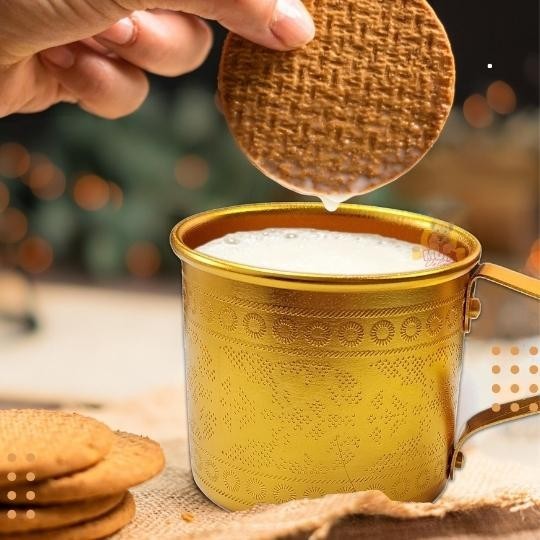 Golden Mug EMAS 8CM alumunium TEBAL cangkir camping gelas kopi teh - Image 3
