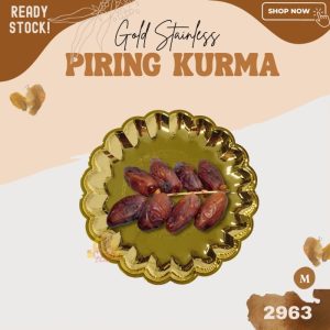 Piring Buah kurma Stainless Emas kue permen Gold Medium Bulat 17cm