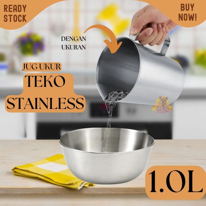 Measuring Jug 1L Teko stainless tebal Milk anti karat 1000ml pitcher - Image 4