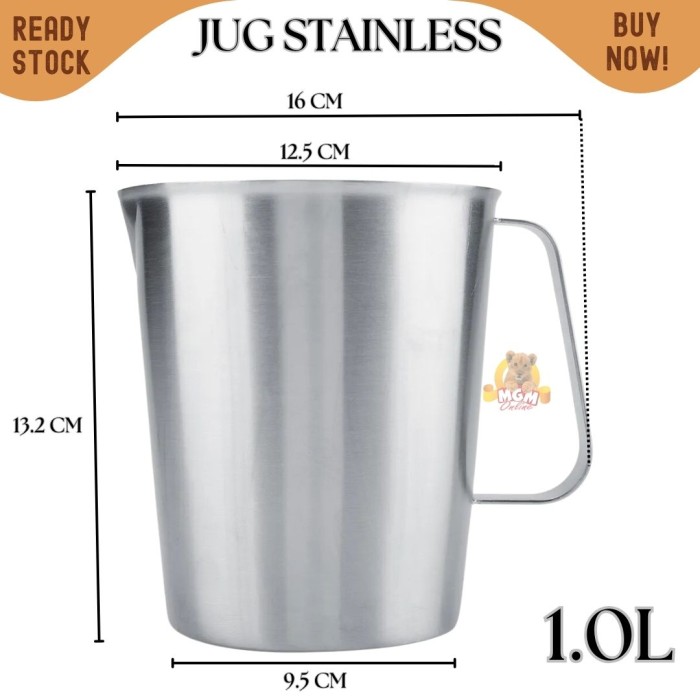Measuring Jug 1L Teko stainless tebal Milk anti karat 1000ml pitcher - Image 5