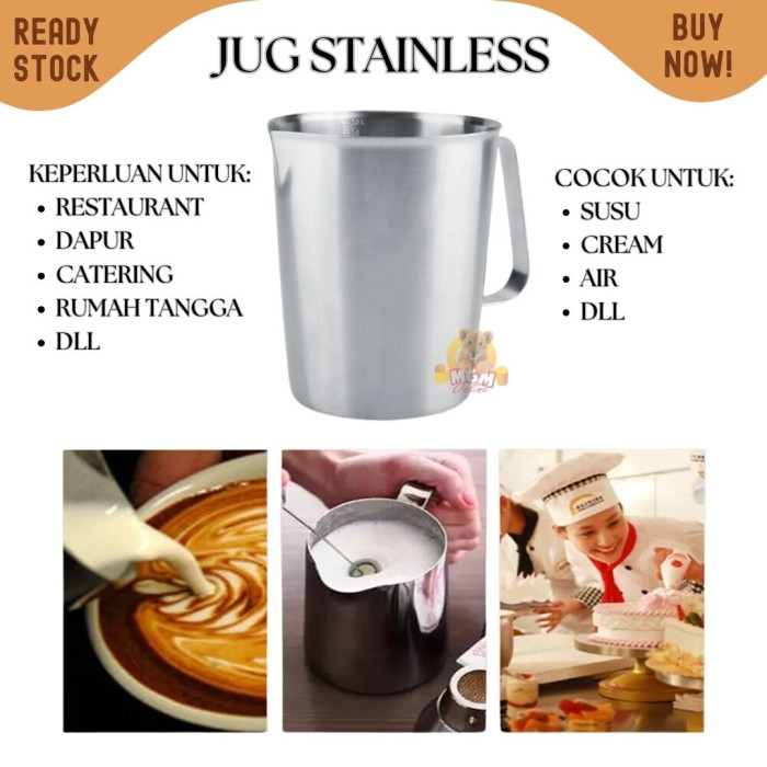 Measuring Jug 1L Teko stainless tebal Milk anti karat 1000ml pitcher