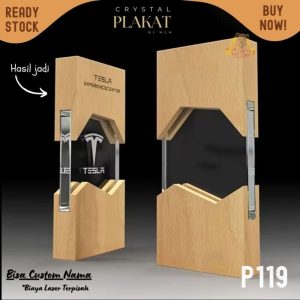 P119 Plakat kristal dengan kayu 22cm Trophy Crystal kaca Piala kejuaraan