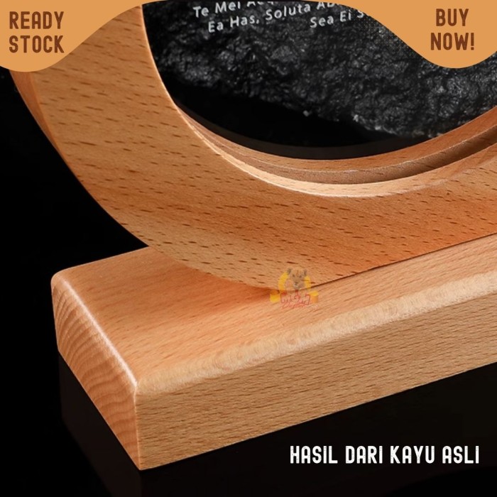 P132 Plakat kristal dengan kayu 19cm Trophy Crystal kaca Piala kejuaraan Bulat - Image 3