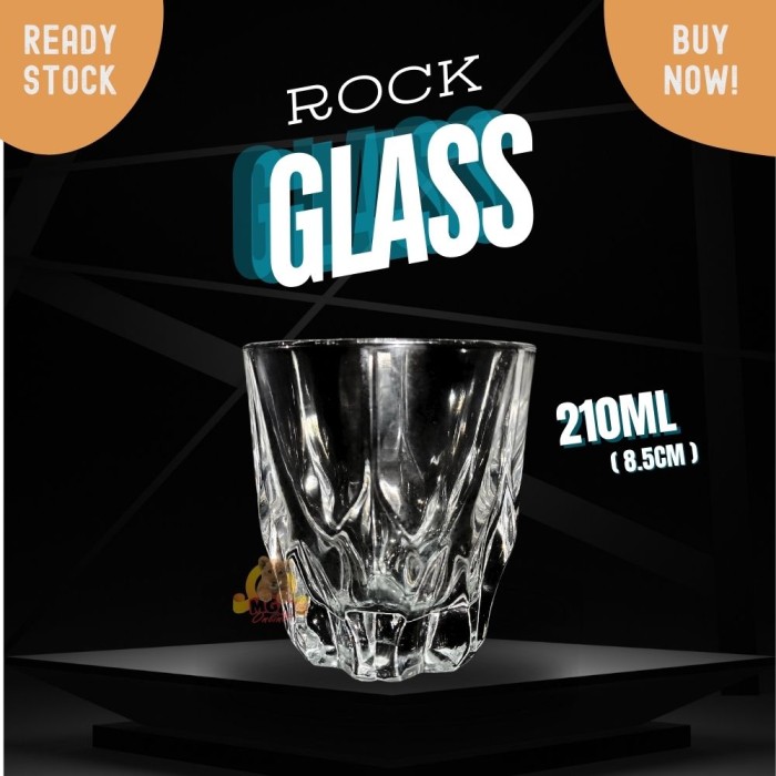 rock glass 210ml Gelas minum kaca heavy bottom high quality T9cm