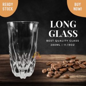 long glass 280ml Gelas minum kaca heavy bottom high quality T13cm