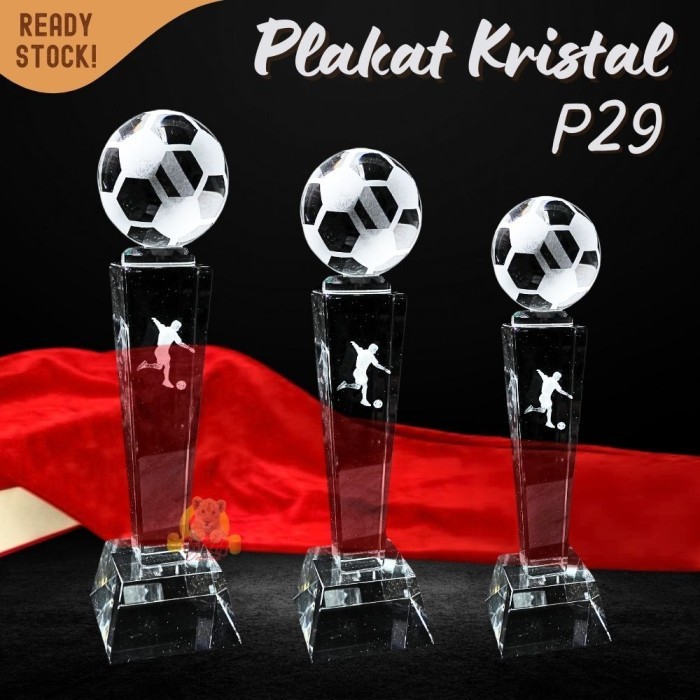 P29-M Plakat kristal sepak bola 26cm tinggi Crystal kaca Piala medali - Image 2