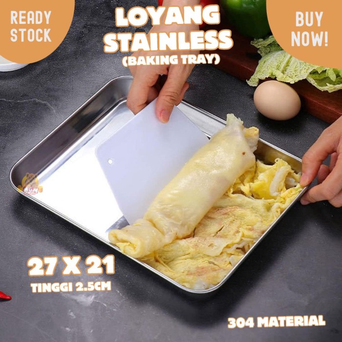 Baking tray Stainless 304 TEBAL nampan tinggi 2.5cm ukuran 27x21